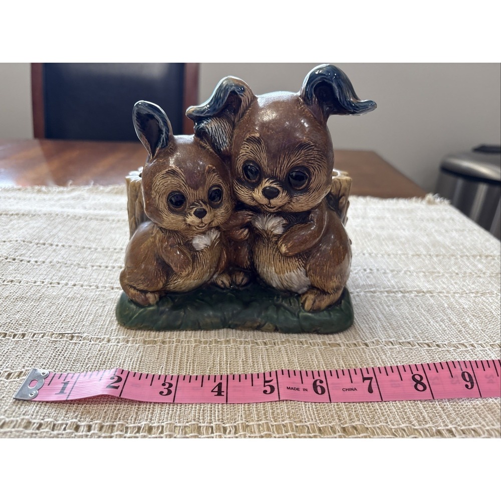 Vintage Napco Japan‎ Rabbit Bunny Planter 6" x 6" Brown C9236 Ceramic
